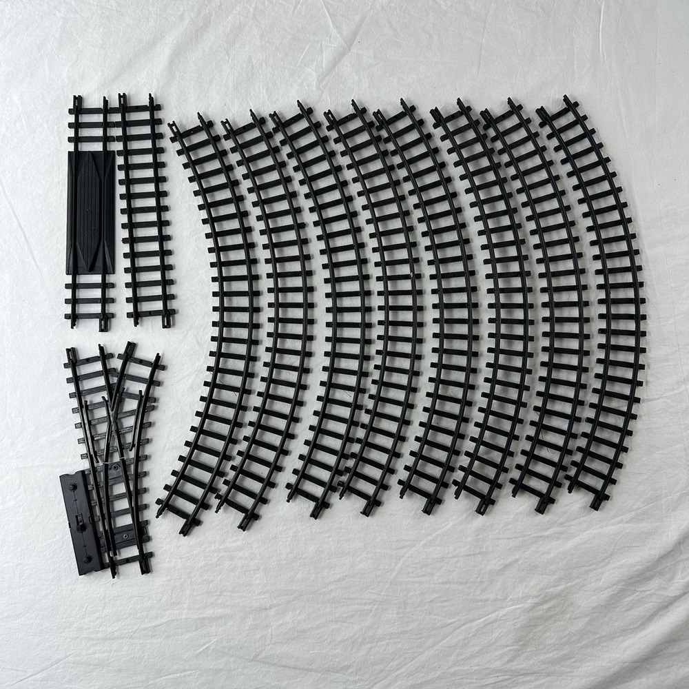 Lot Of 11 Pieces New Bright Railroad Black Plastic 1" GUAGE Train Track Vintage